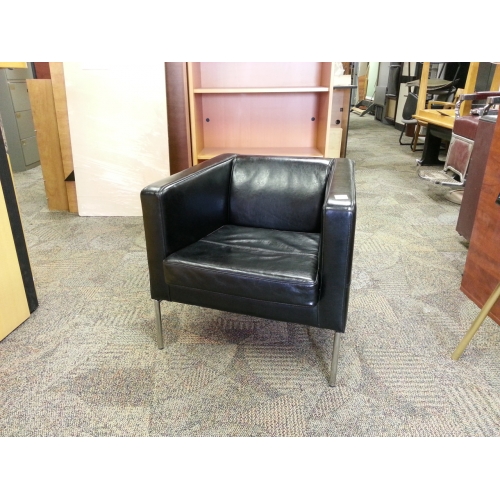 Black leather online armchair ikea